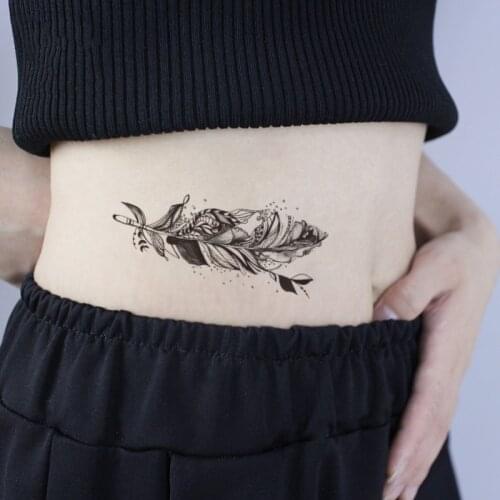 Black Lines Waterproof Temporary Tattoos Flowers Totem Feather Animals Women Arm Leg Fashion Body Art Tattoo Stickers Wholesale