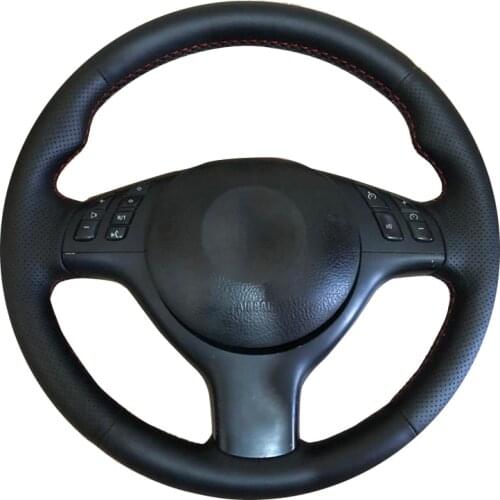 DIY Black Genuine Leather Car Steering Wheel Cover For Bmw E46 E39 330i 540i 525i 530i 330ci M3 2001-2014 Protect Steering-wheel