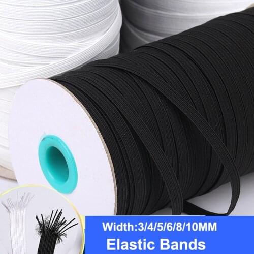 Elastic Bands White Black Elastic Spandex rubber Cord Trim Sewing Fabric DIY Garment Sewing Accessories 3-10MM Free Shipping