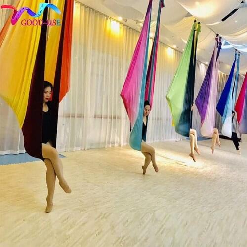 Elastic 5 meters Fitness Aerial Yoga Hammock Set For Pilates Body Shaping Equipment Anti-gravity Yoga belts Yoga Training Tools