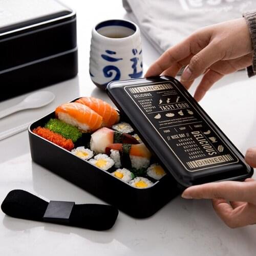 European PP two-layer lunch box microwave ovenlunch box sushi box Japanese style work bento box eco-friendly mess tin