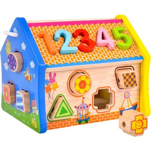 Toy Woo Wooden Puzzle Disassembly Wisdom House Shape Matchin Toys Girls and Boys Puzzles ToyBaby Intelligence Development Puzzle