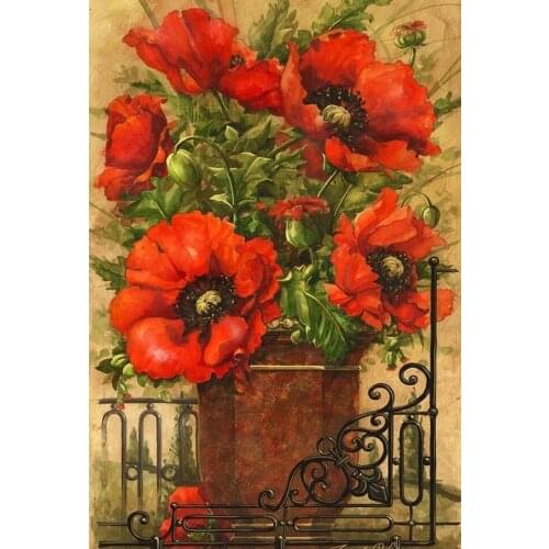 JMINE Div 5D poppy flower Full Diamond Painting cross stitch kits art High Quality Floral 3D paint by diamonds