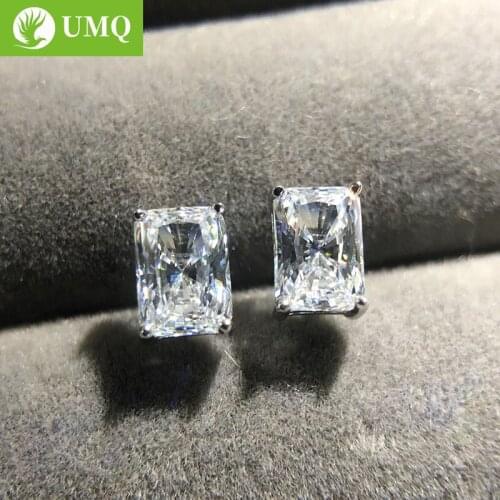 UMQ Classic 100% 925 Sterling Silver Created Moissanite Gemstone White Gold Earrings Ear Stud Women Fine Jewelry Wholesale