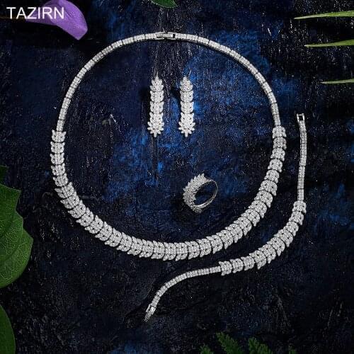 Classic 5A Level Cubic Zirconia Jewelry Set CZ Bride Wedding Gifts Necklace Bracelet Rarrings Ring for Women