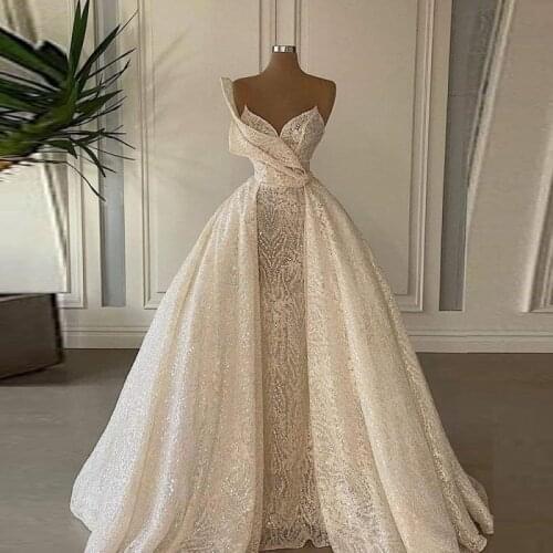 Ivory Lace A Line Wedding Dresses Gorgeous Sweetheart Sleeveless Bridal Gowns 2021-2022 Wedding Vestidos Custom Made Sweep Train