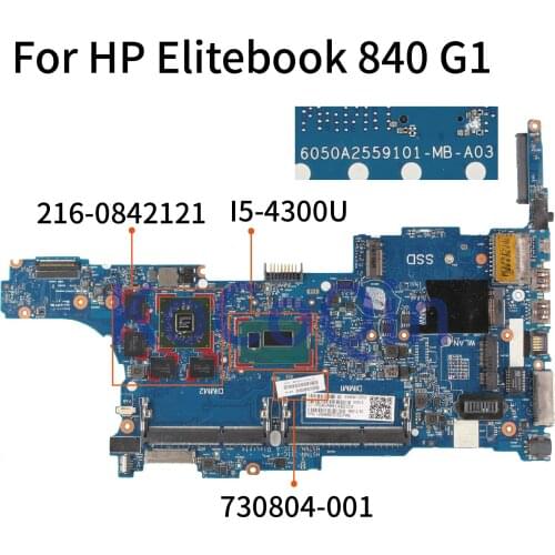 KoCoQin 730804-001 730804-501 Laptop motherboard For HP Elitebook 840 850 G1 I5-4300U HD8750M Mainboard 6050A2559101-MB-A03 DDR3