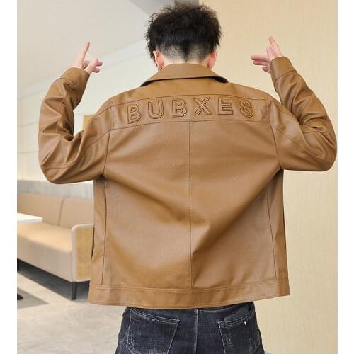 Male Leather Jacket Slim Fit Coat Men Turn Down Collar Jaqueta PU Coats Biker Jackets Casual Motorcycle S-4XL Jacket Fleece