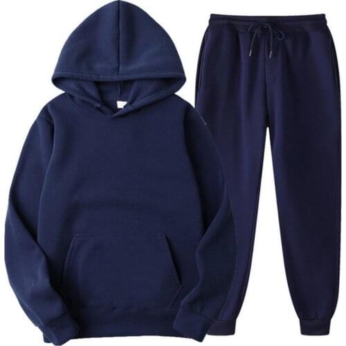 2 Pcs/Set Mens Tracksuit Autumn Winter mens sets Casual Long Sleeve Hoooded Top Drawstring Pants Mens Outfits ensembles homme