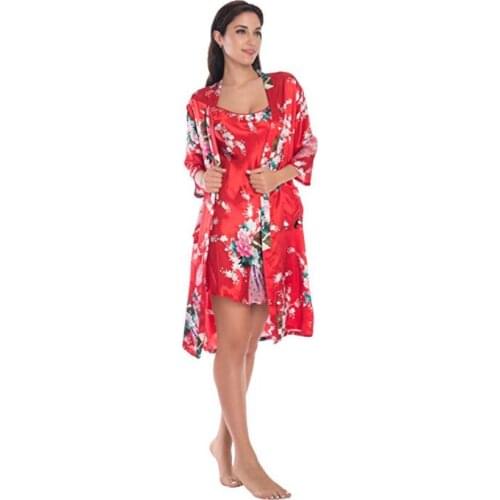 Richkeda Store New 2021 Fashion Womens Summer Mini Kimono Robe Lady Rayon Bath Gown Yukata Nightgown Sleepwear Sleepshirts