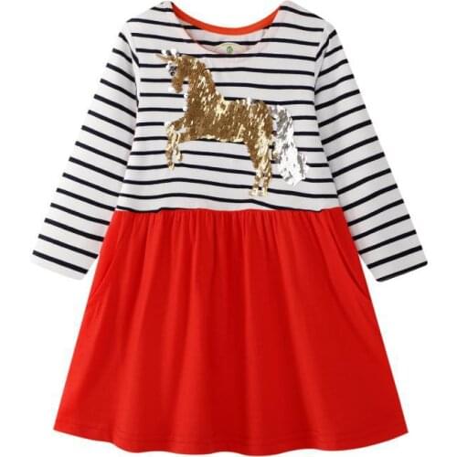 Girls Clothing Autumn Spring Childrens Unicorn Princess Cotton Long Sleeve European And American Childrens Dress