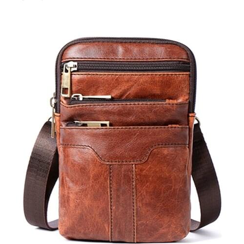 Genuine Leather Belt Bag Men Phone Pouch Bags Fashion Waist Packs Fanny Pack New Travel Waists Pack Male Waist Bag