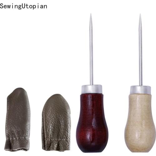 Leather Craft Awl Tool Hole Wooden Handle Awls DIY Stitching Awl Pin Punch Hole Shoe Repair Tool Hand Stitch Pin Punching Tools