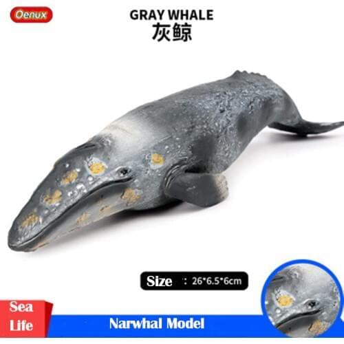 Sea Life Grey Whale Simulation Animals Collection Model Solid Plastic Hand Model Series Christmas Toys Gift For Children Kids