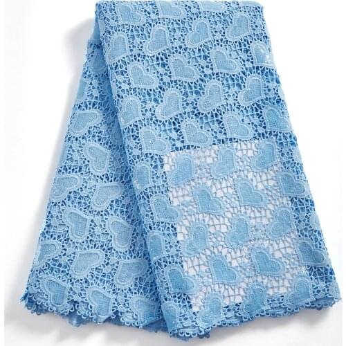 SJD LACE Sky Blue African Lace Fabric Sequin Water Soluble 2021 New High Quality Nigerian Fabric Wedding For Women Dress A 2410