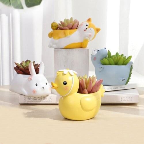 Nordic Creative Personality Cute Animal Succulent Flower Pot Decoration Home Adornment Desktop Resin Plant Pots Ornaments