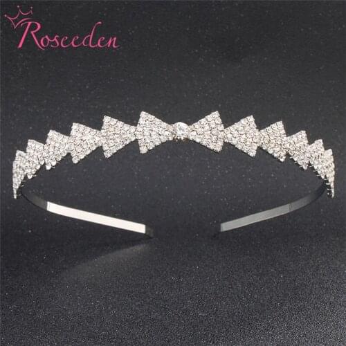 Bow Flower Girls Princess Tiara Wedding Bridal Bridesmaid Rhinestone Crown Tiara Crystal Prom Accessories RE3606