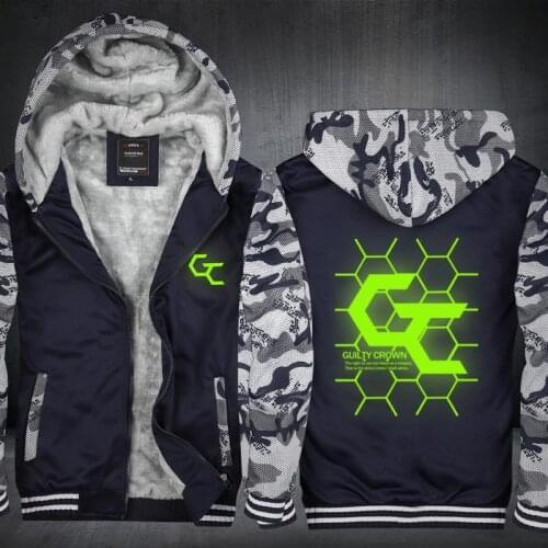 Unisex Japan Anime Guilty Crown Cardigan Hooded Hoodie GC Luminous noctilucent Sweatshirts Jacket Coat