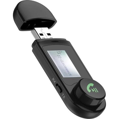 USB Bluetooth 5.0 + EDR + LCD Display Audio Receiver Transmitter For TV PC Driver-Free USB Dongle 3.5MM 3.5 AUX Wireless Adapter