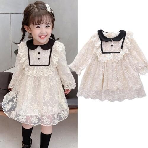VOGUEON 2021 Girls Clothes New Spring Princess Dress Long Sleeve Girl Dress Lace Dress For Girls Children Clothing Party Dress