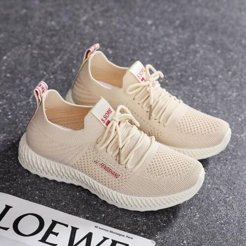Ladies sports shoes 2021 summer new trendy shoes female flying woven breathable casual shoes fashion Korean running shoes women