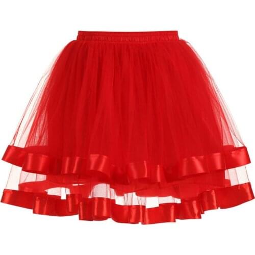 Dance Performance Women Skirts Solid Color Two Layer Mesh Pleated Pettiskirt Ballet Dance Tutus Skirts