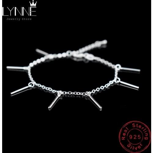 Hot 925 Sterling Silver Long Tube Chain Charm Bracelet Bohemian Ethnic Style Tubular Pendant Bracelets Women&Girl Jewelry Gift