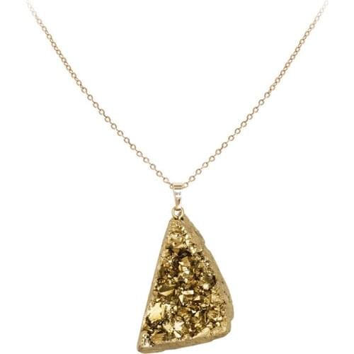 1pcs Necklace Pendants Natural Slice Druzy Geode Quartz Stones Plating Gold Irregular Pendant