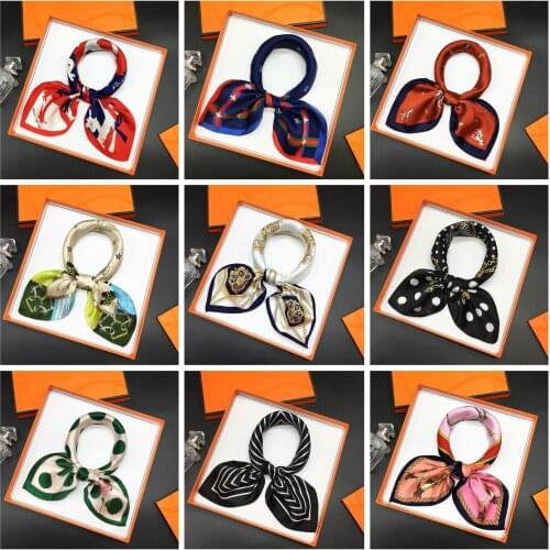 100% Natural Silk Satin Scarf Square Kerchief 53cm Digital Printing Elegant Lady Womens Fashion Accessories