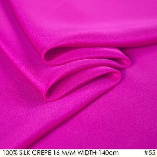100% SILK CREPE DE CHINE 140cm width 16momme Natural Silk Dress Fabric Bridesmaid Dress Bright Hotpink NO55