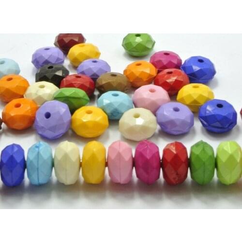 100 Mixed Bubblegum Color Acrylic Faceted Rondelle Beads 8X12mm