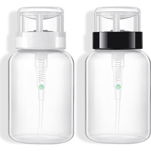 200ml Portable Nail Acrylic Gel Polish Cleaner Remover Dispenser Pump Water Bottles Liquid Alcohol Press Empty Clear Bottle