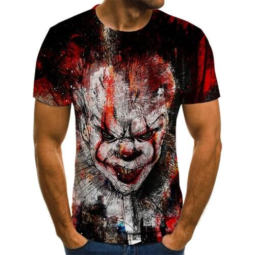 2021 Clown mask T-shirt male/female all-match 3D printing flower horror fashion T-shirt super large size XXS-6XL