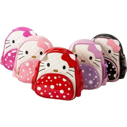 2021 Kawali 26Cm Anime Hello Kittys Bag Cartoon Bag Kawali Pu Leather Fashion Beauty School Travel Backpack Girls Kids Toys Gift