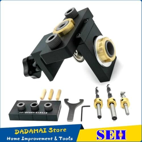3 in 1 Adjustable Doweling Jig Woodworking Pocket Hole Jig With 8/15mm Drill Bit For Drilling Guide Locator Puncher Tools