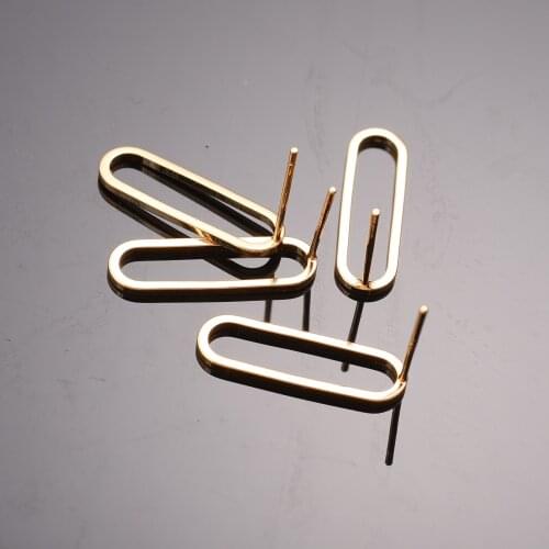 4Pc/Lot Korean Rectangle Earrings Stud Diy Jewelry Earrings Real Gold Plated Findings Jewelry Accessories for Women Girls 2021