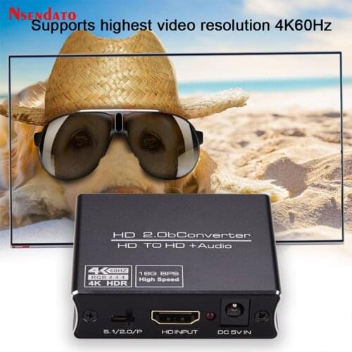 4K 60Hz YUV RGB 4:4:4 HDR Loop HDMI-compatible 2.0b Audio Extractor Video Converter Adapter Optical TOSLINK SPDIF Out PC to TV