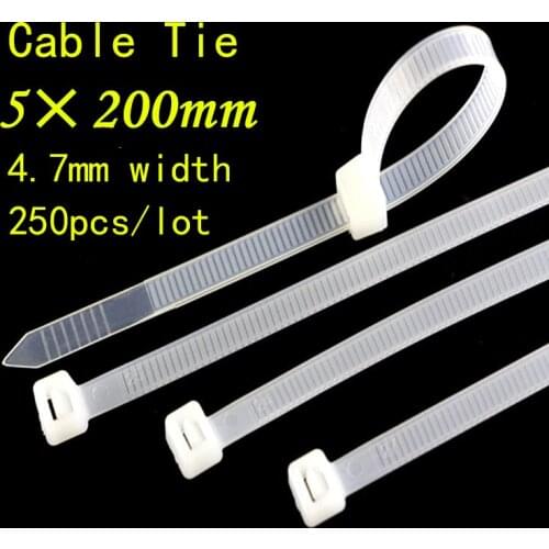 500pieces 5*200mm Zip Ties Heavy Duty Wire Ties Nylon Cable Tie Wraps Network Cable Cord Wire Strap Balck White