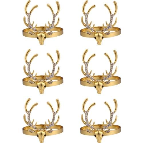 6Pcs Christmas Deer Napkin Rings Chic Lovely Napkin Buckle Table Napkin Holder Napkin Holders Serviette Buckles for Dinner Party