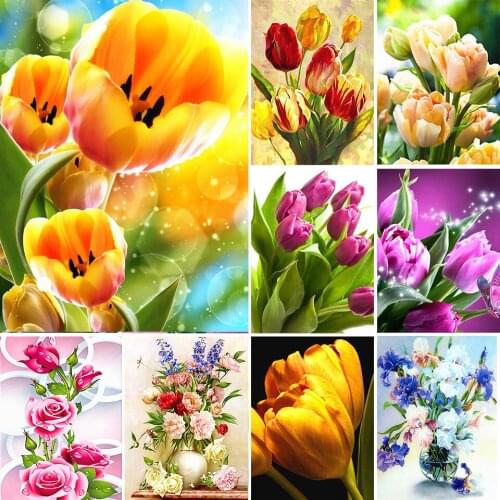 5D DIY Diamond Painting Flower Vase Cross Stitch Kits Full Drill Square Embroidery Mosaic Wall Art Pattern Home Decor Gift