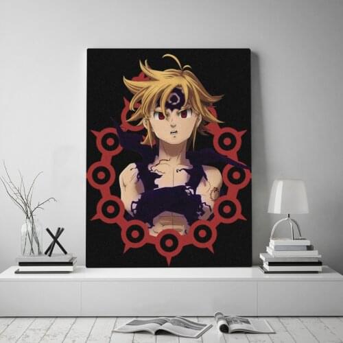 Meliodas Nanatsu no Taizai anime Wooden Frame Canvas poster Framed Painting wall Art decor room Study Home Decoration Prints