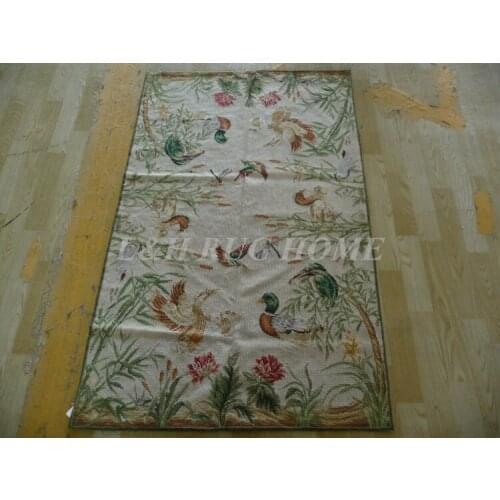 Free shipping 10K 3'x5' handmade needlepoint woolen rugs handmade rug mandarin duck and brids