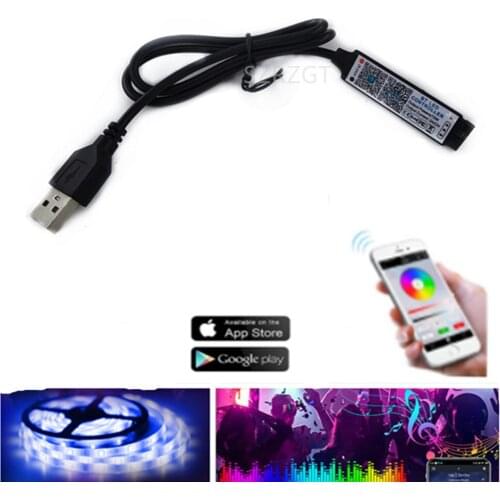 Mini RGB Bluetooth-compatible USB 5V Music LED Controller Light Strip Controller For RGB LED Strip