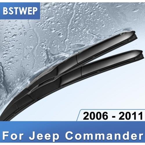 BSTWEP Hybrid Hybrid Wiper Blades for Jeep Commander XK Fit Hook Arms 2005 2006 2007 2008 2009 2010 2011 2012