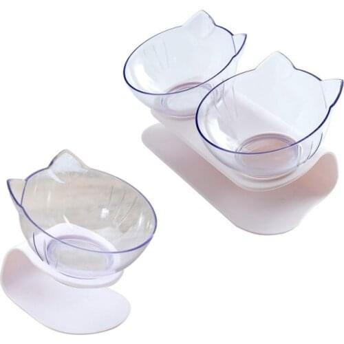 Double Bowl Cat Feeder Raised Cat Food Water Bowls With Stand No Spill Reduce Pets Neck Pain For Cats And Small Dogs