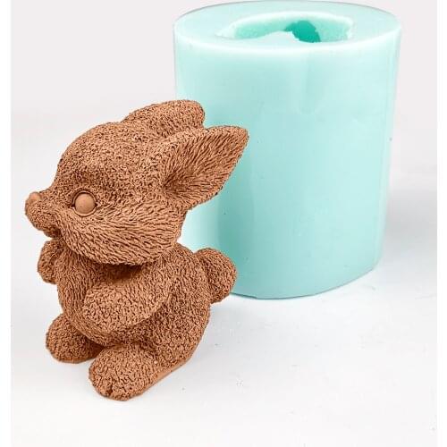 DW0228 PRZY 3D Animal Adorable Squirrel Moulds Bunny Silicone Wedding Birthday Candle Mold Soap Molds Clay Resin Moulds