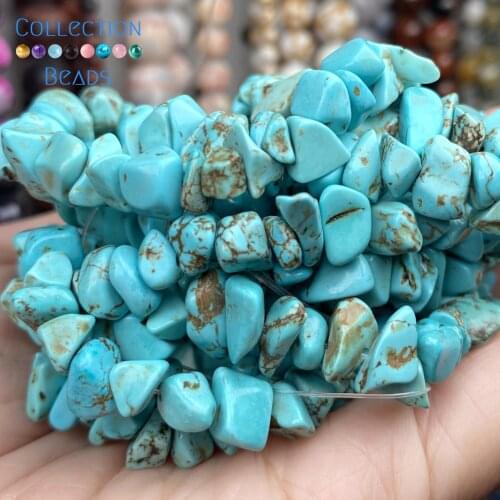 Natural Irregular Blue Turquoises Stone Loose Spacer Round Bead For Jewelry Making DIY Bracelets Accessories Wholesale 15