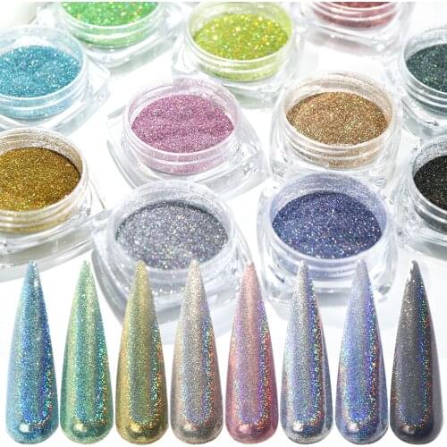 Nail Holographic Glitter Powder Laser Chameleon Sequin for Nail Manicuring Shining Paillette Nail Art Decorations Nail Powder