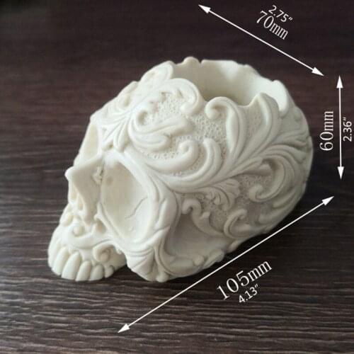 Skull Head Ashtray Epoxy Resin Mold Flowerpot Plant Pot Silicone Mould DIY Crafts Plaster Home Decoration Ornaments Casting Tool