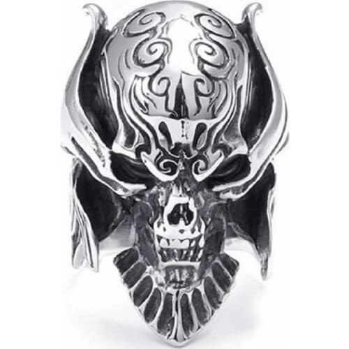 Best Unique High Fashion Gothic Casted Large Biker Mens Skull Stainless Steel Rings Black Silver color Size 7to 13